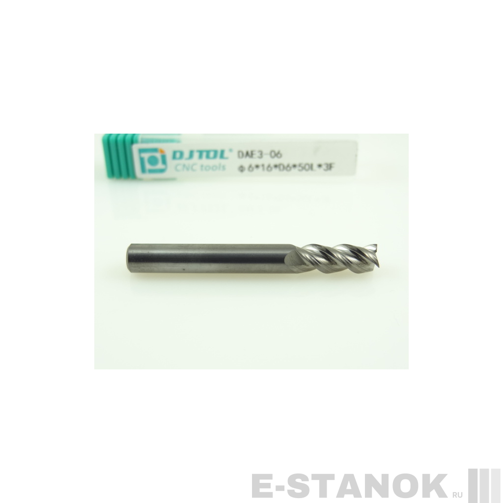 Трёхзаходная фреза по алюминию DJTOL: диам. 6 мм, реж. часть 16 мм