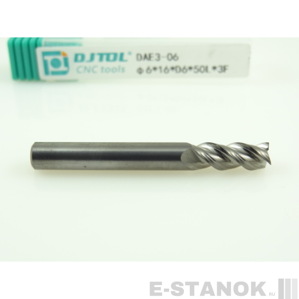 Трёхзаходная фреза по алюминию DJTOL: диам. 6 мм, реж. часть 16 мм