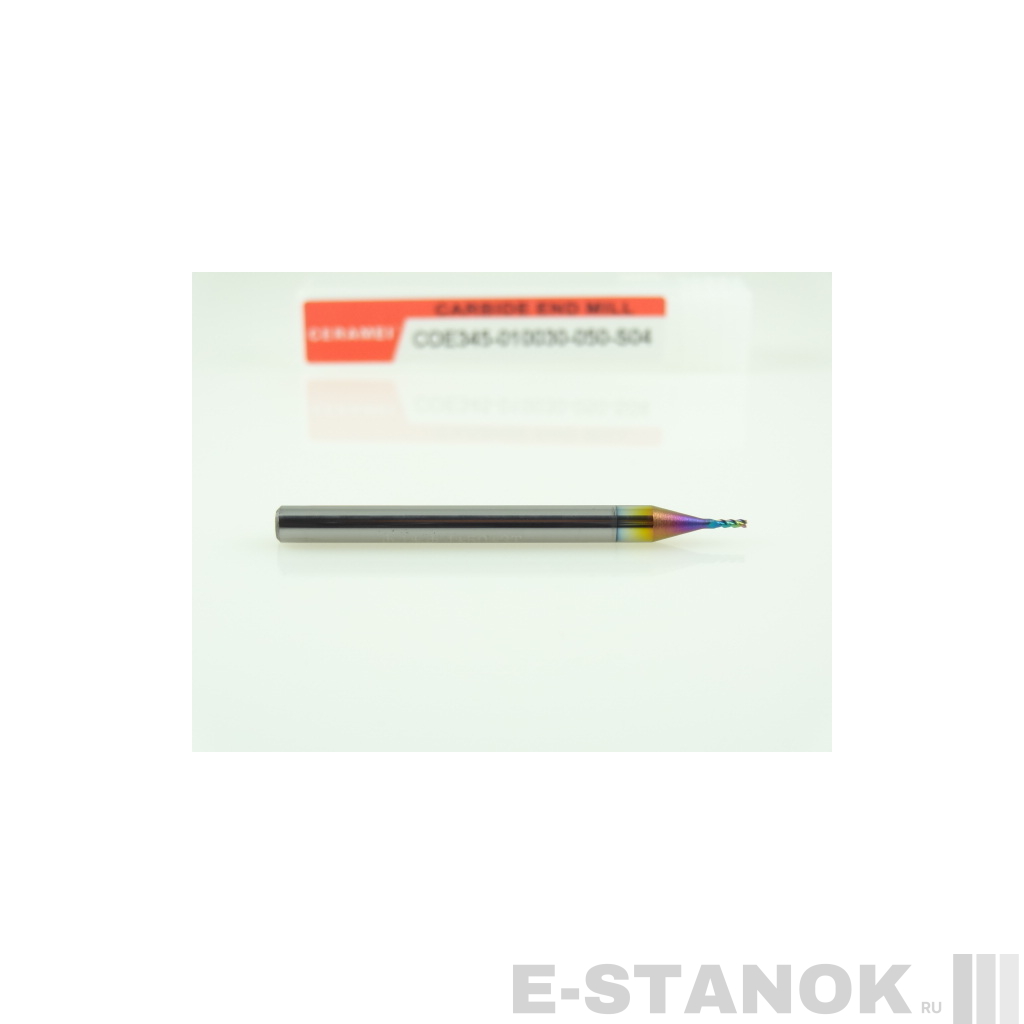 Трёхзаходная универсальная фреза (HRC50) CERAMEI: диам. 1 мм, хвост. 4 мм, реж. часть 3 мм