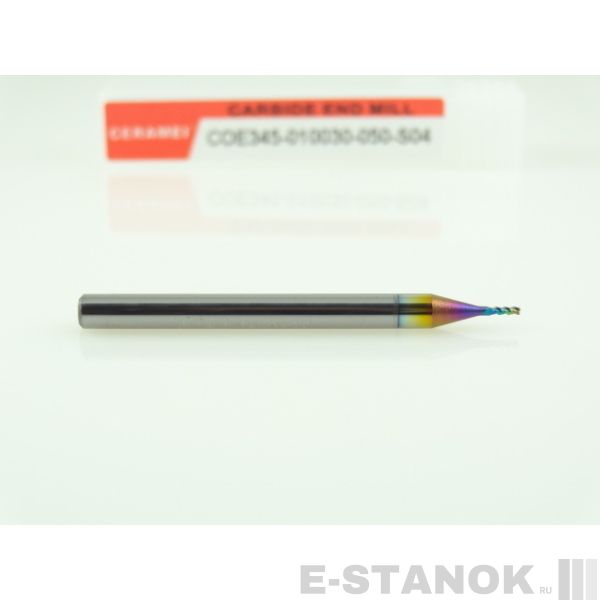 Трёхзаходная универсальная фреза (HRC50) CERAMEI: диам. 1 мм, хвост. 4 мм, реж. часть 3 мм