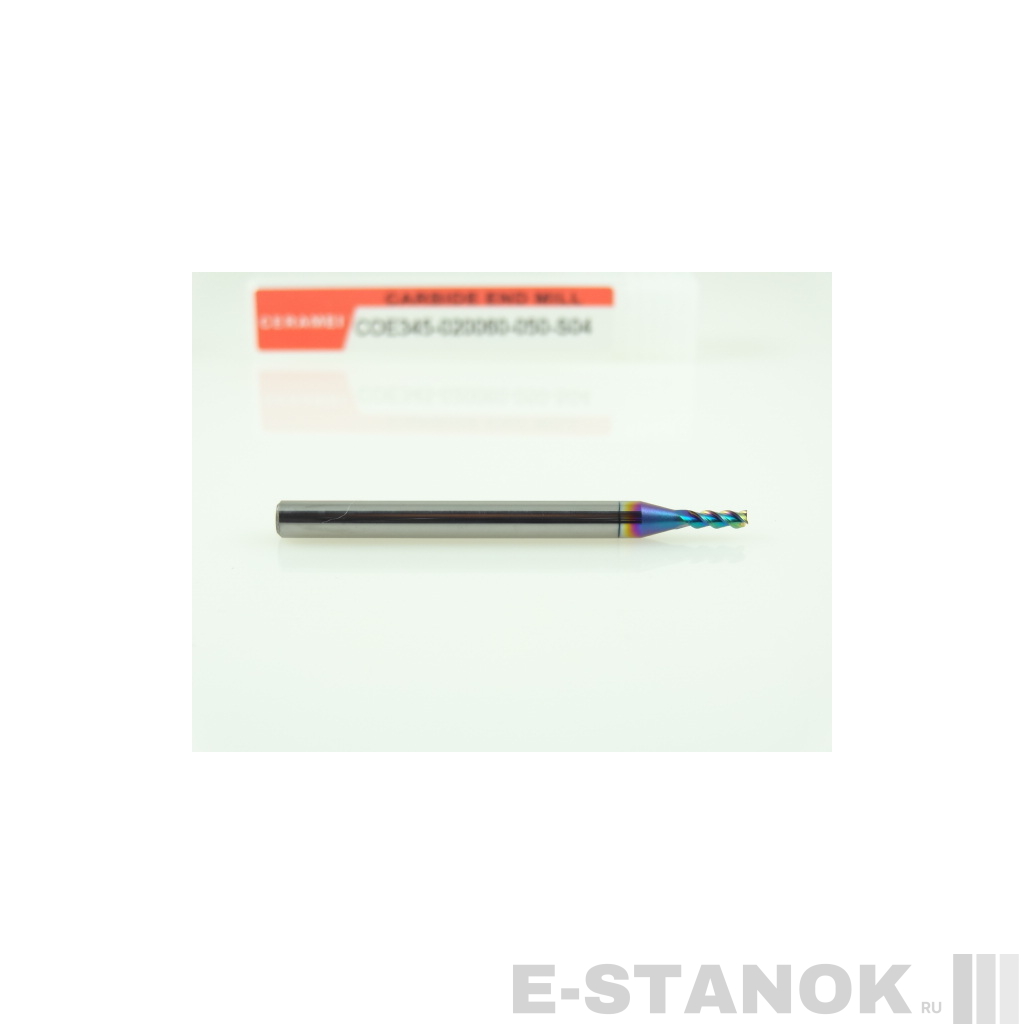 Трёхзаходная универсальная фреза (HRC50) CERAMEI: диам. 2 мм, хвост. 4 мм, реж. часть 6 мм