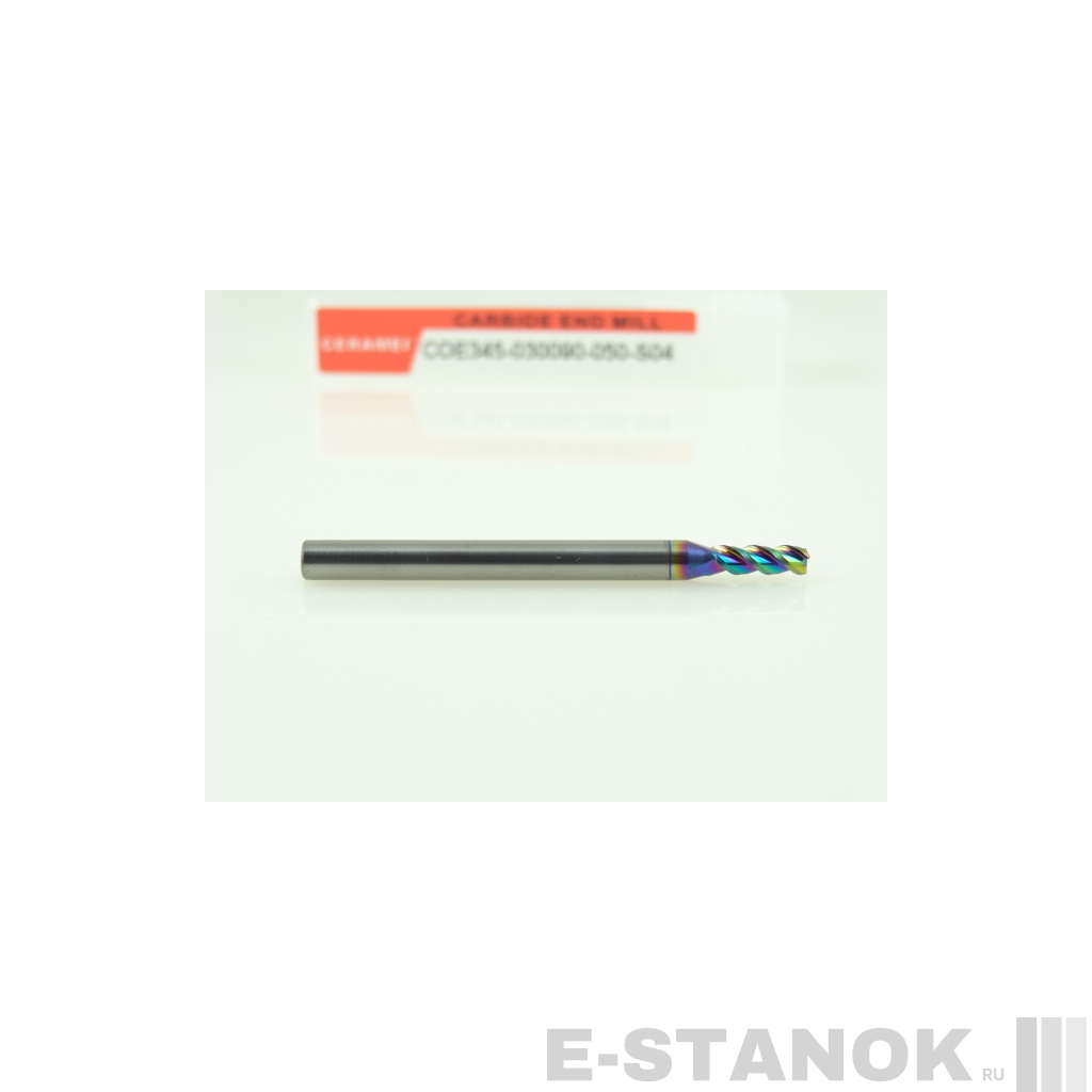 Трёхзаходная универсальная фреза (HRC50) CERAMEI: диам. 3 мм, хвост. 4 мм, реж. часть 9 мм