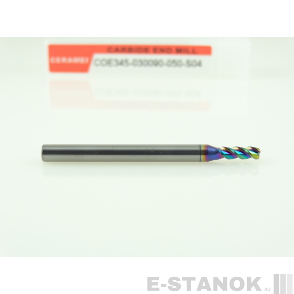 Трёхзаходная универсальная фреза (HRC50) CERAMEI: диам. 3 мм, хвост. 4 мм, реж. часть 9 мм