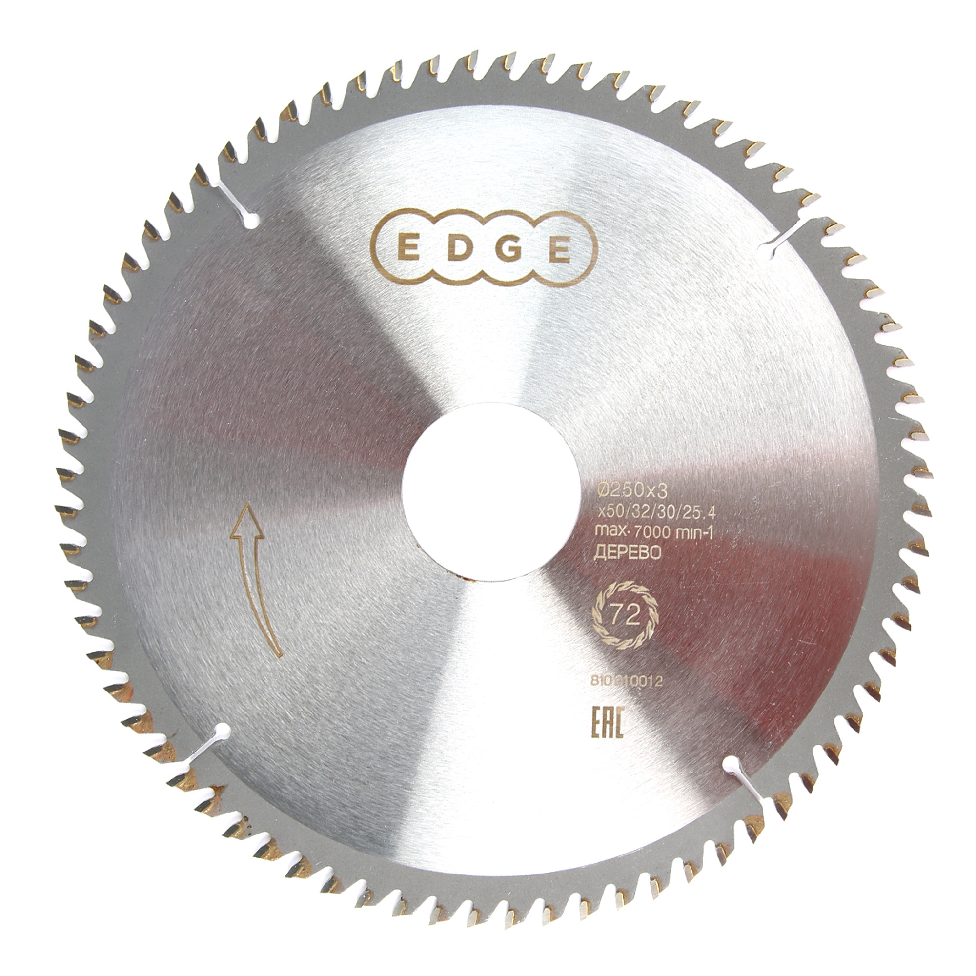 810010012 Диск пильный по дереву (250х72х50/32/30/25.4 мм, 72 зубца) — изображение 1
